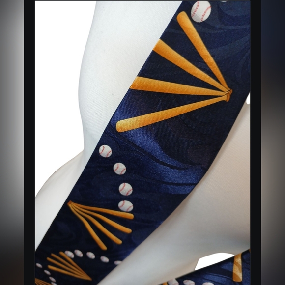 Fratello Baseball Theme Tie – Navy Blue - Picture 2 of 6
